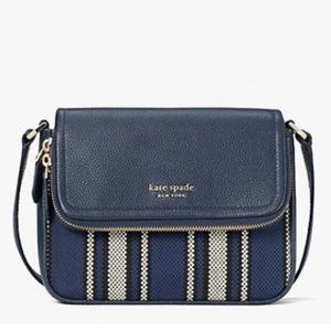 Kate Spade Run Around Canvas Stripe Large Flap Crossbody